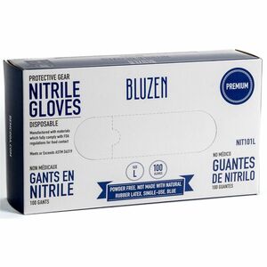 BLUZEN+Disposable+Nitrile+Gloves+-+Large+Size+-+Nitrile+-+Blue+-+Durable%2C+Comfortable+-+10+%2F+Carton+-+3+mil+Thickness