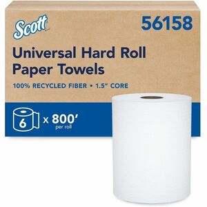 Scott%C2%AE+Universal+100%25+Recycled+Fiber+Hard+Roll+Paper+Towels+-+1+1%2F2%26quot%3B+Core+-+White+-+Fiber+-+6+%2F+Carton