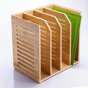 Officemate+Bamboo+Magazine+File+-+4+Compartment%28s%29+-+Horizontal%2FVertical+-+5.28%26quot%3B+Height+x+14.09%26quot%3B+Width+x+8.62%26quot%3B+Depth+-+Stackable+-+Durable%2C+Stackable+-+Natural+-+Bamboo+-+1+Each