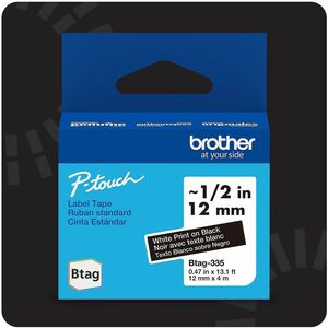Brother+P-touch+BTAG-335+White+on+Black+Label+Tape+-+x+15%2F32%26quot%3B+Width+x+13+1%2F8+ft+Length+-+White+on+Black+-+Plastic+-+Water+Resistant+-+1+Each