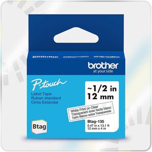 Brother+P-touch+BTAG-135+White+on+Clear+Label+Tape+-+x+15%2F32%26quot%3B+Width+x+13+1%2F8+ft+Length+-+White+on+Clear+-+Plastic+-+Water+Resistant+-+1+Each
