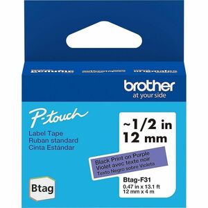 Brother+P-touch+BTAG-F31+Black+on+Purple+Label+Tape+-+x+15%2F32%26quot%3B+Width+x+13+1%2F8+ft+Length+-+Purple+-+Plastic+-+Water+Resistant+-+1+Each