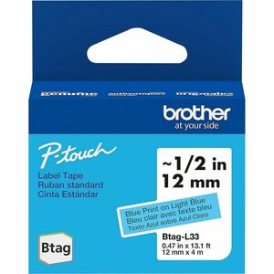 Brother+P-touch+BTAG-L33+Blue+on+Light+Blue+Label+Tape+-+x+15%2F32%26quot%3B+Width+x+13+1%2F8+ft+Length+-+Light+Blue+-+Plastic+-+Water+Resistant+-+1+Each
