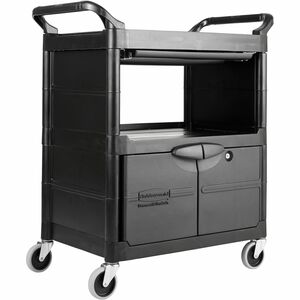 Rubbermaid+Commercial+Service+Utility+Cart+-+Round+Handle+-+300+lb+Load+Capacity+-+4+Casters+-+Plastic%2C+Metal+-+33.63%26quot%3B+Length+x+18.63%26quot%3B+Width+x+37.75%26quot%3B+Height+-+Black+-+1+Each