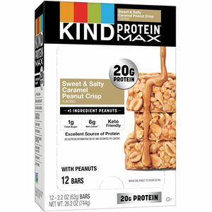 KIND+Protein+MAX+Snack+Bars+-+High-fiber%2C+Gluten-free%2C+Individually+Wrapped+-+Sweet+%26+Salty%2C+Caramel%2C+Peanut+-+1+-+12+%2F+Box