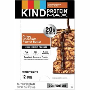 KIND+Protein+MAX+Snack+Bars+-+High-fiber%2C+Gluten-free%2C+Individually+Wrapped+-+Chocolate%2C+Peanut+Butter+-+1+-+12+%2F+Box