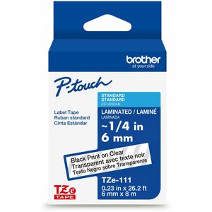 Brother+Genuine+P-touch+TZe111+BK+on+CLR+Label+Tape%2C+Laminated%2C+6mmX8m