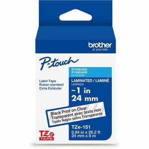 Brother+Genuine+P-touch+TZe151+BK+on+CLR+Label+Tape%2C+Laminated%2C+24mmX8m