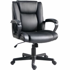 Lorell+SOHO+Mid-back+Chair+-+Mid+Back+-+Black+-+PU+Leather+-+Armrest+-+1+Each