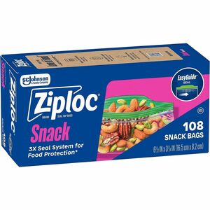 Ziploc%C2%AE+Snack+Size+Storage+Bags+-+6.50%26quot%3B+-+Seal%2C+Zipper+Closure+-+Plastic+-+Snack%2C+Food%2C+Sandwich%2C+Storage%2C+Fruit%2C+Vegetables+-+108+%2F+Box