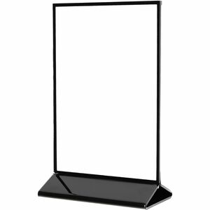Deflecto+Double-Sided+Sign+Holder+w%2FBase+-+Support+8.50%26quot%3B+x+11%26quot%3B+Media+-+Portrait%2C+Vertical+-+12.5%26quot%3B+Height+x+8.8%26quot%3B+Width+x+2.9%26quot%3B+Depth+-+Plastic%2C+Polystyrene+-+Clear%2C+Black+-+Top+Loading%2C+Side-loading%2C+Sturdy%2C+Double-sided+-+1+Each