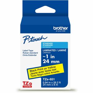 Brother+Genuine+P-touch+TZe651+BK+on+YL+Label+Tape%2C+Laminated%2C+24mmX8m