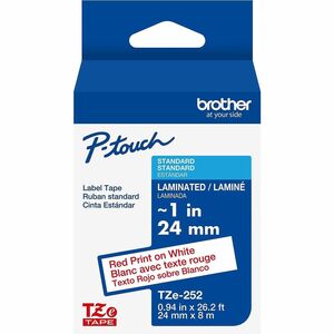 Brother+Genuine+P-touch+TZe252+RD+on+WHT+Label+Tape%2C+Laminated%2C+24mmX8m