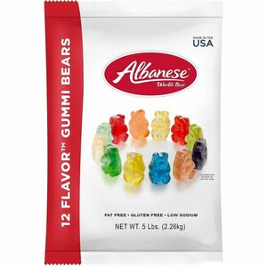 Albanese+Confectionery+Sweets+Snack+Boxes+-+Blue+Raspberry%2C+Cherry%2C+Grape%2C+Lemon%2C+Lime%2C+Mango%2C+Orange%2C+Pineapple%2C+Strawberry%2C+Watermelon%2C+Granny+Smith+Apple%2C+...+-+Gluten-free+-+5+lb+Pouch+-+1+Carton
