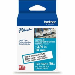 Brother+Genuine+P-touch+TZeFX241+BK+on+WHT+Label+Tape%2C+Flexible+ID+Laminated%2C+18mmX8m