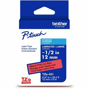Brother+Genuine+P-touch+TZe431+BK+on+RD+Label+Tape%2C+Laminated%2C+12mmX8m