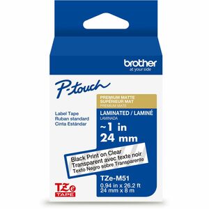Brother+Genuine+P-touch+TZeM51+BK+on+CLR+Label+Tape%2C+Premium+Matte+Laminated%2C+24mmX8m