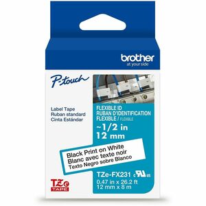 Brother+Genuine+P-touch+TZeFX231+BK+on+WHT+Label+Tape%2C+Flexible+ID+Laminated%2C+12mmX8m