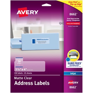 Avery® Easy Peel Inkjet Printer Mailing Labels - 1 21/64