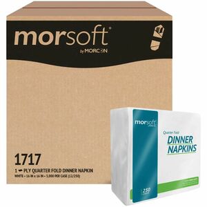 Morcon+Morsoft+Quarter-Fold+Dinner+Napkins+-+1+Ply+-+Quarter-fold+-+16%26quot%3B+Width+x+16%26quot%3B+Length+-+White+-+250+Napkins%2FPack+-+12+%2F+Carton