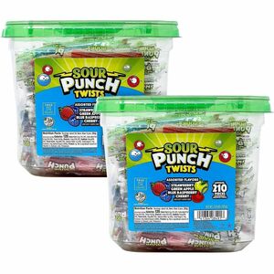 Green+Rabbit+Sour+Punch+Twists+-+Fruit%2C+Cherry%2C+Watermelon%2C+Apple%2C+Blue+Raspberry+-+Individually+Wrapped+-+210+Pieces%2FTub+-+2+%2F+Carton