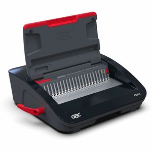 GBC+CB25E+CombBind+Electric+Punch+and+Bind+Machine+-+CombBind+-+500+Sheet%28s%29+Bind+-+25+Punch+-+5.4%26quot%3B+Height+x+18.4%26quot%3B+Width+x+15.8%26quot%3B+Depth+-+Black%2C+Red