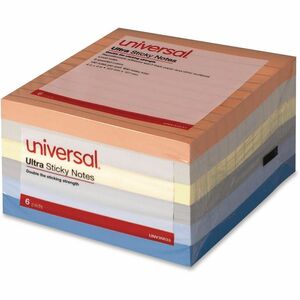 Universal+Note+Pad+-+600+x+Assorted+-+Square+-+100+Sheets+per+Pad+-+Ruled+-+Gray%2C+Yellow%2C+Blue+Aura%2C+Circular+Gray%2C+Peach%2C+Tranquil+Blue+-+Paperboard+-+Self-stick%2C+Adhesive%2C+Sticky+-+6+%2FPadsPack+-+1+Pack