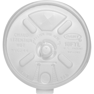 Dart+12-24+oz+Foam+Cup+Straw-Slotted+Lid+with+Lift+n%26apos%3B+Lock+-+Round+-+Plastic+-+White+-+100%2FBag+-+10+%2F+Carton