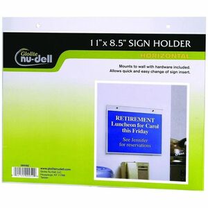 nudell+Plastic+Sign+Holders+-+Print%2FMessage+-+%26quot%3BLandscape+-+Wall+Mountable+-+Mounting+Hole%2C+Easy+Installation+-+Sign%2C+Notice%2C+Document+-+Plastic+-+Clear+-+1+Each