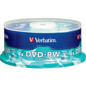 Verbatim DVD-RW 4.7GB 4X with Branded Surface - 30pk Spindle - 4.7GB - 30 Pack