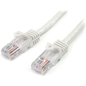 StarTech.com 15 ft White 15 ft White Snagless Cat5e UTP Patch Cable Patch Cable - Category 5e - 15 ft - 1 x RJ-45 Male - 1 x RJ-45 Male - White