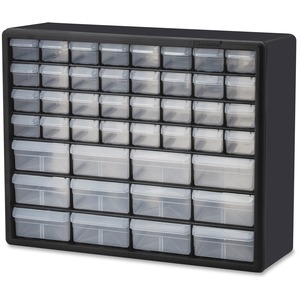 Akro-Mils+44-Drawer+Plastic+Storage+Cabinet+-+44+Compartment%28s%29+-+15.8%26quot%3B+Height6.4%26quot%3B+Depth+x+20%26quot%3B+Length+-+Unbreakable%2C+Stackable%2C+Finger+Grip+-+Black+-+Polystyrene+-+1+Each