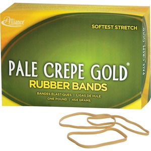 Alliance Rubber 20335 Pale Crepe Gold Rubber Bands - Size #33 - Approx. 970 Bands - 3 1/2