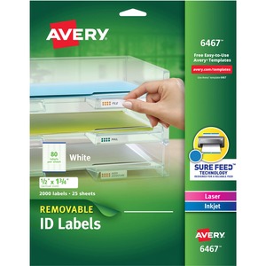 Avery® Removable I.D. Laser/Inkjet Labels - 1/2
