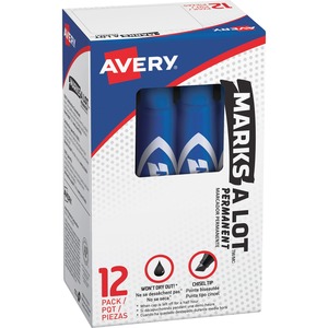 Avery® Marks-A-Lot Desk-Style Permanent Markers - Regular Marker Point - 4.7625 mm Marker Point Size - Chisel Marker Point Style - Blue - Blue Plastic Barrel - 12 / Dozen