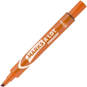 Avery® Large Desk-Style Permanent Markers - 4.7625 mm Marker Point Size - Chisel Marker Point Style - Orange - Orange Plastic Barrel - 1 Dozen