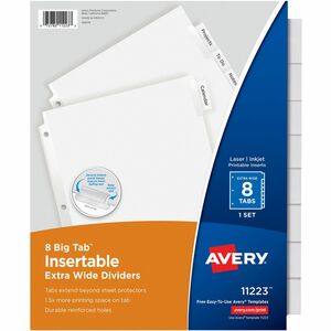 Avery® Big Tab Extra-Wide Insertable Dividers - 8 Blank Tab(s) - 8 Tab(s)/Set - 9