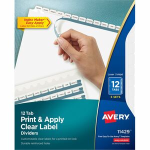 Avery® Index Maker Index Divider - 60 x Divider(s) - Print-on Tab(s) - 12 - 12 Tab(s)/Set - 8.5