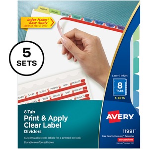 Avery%C2%AE+Index+Maker+Index+Divider+-+40+x+Divider%28s%29+-+Print-on+Tab%28s%29+-+8+-+8+Tab%28s%29%2FSet+-+8.5%26quot%3B+Divider+Width+x+11%26quot%3B+Divider+Length+-+3+Hole+Punched+-+White+Paper+Divider+-+Multicolor+Paper+Tab%28s%29+-+Recycled+-+5+%2F+Pack