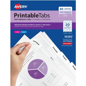 Avery® Printable Repositionable Tabs - 80 Tab(s)1.75