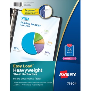 Avery%C2%AE+Heavyweight+Sheet+Protectors+-Acid-free+-+Sheet+Capacity+-+For+Letter+8+1%2F2%26quot%3B+x+11%26quot%3B+Sheet+-+Ring+Binder+-+Top+Loading+-+Diamond+Clear+-+Polypropylene+-+25+%2F+Pack