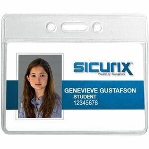 SICURIX+Badge+Holder+-+Horizontal+-+3.4%26quot%3B+Height+x+2.4%26quot%3B+Width+-+Vinyl+-+Clear+-+Sturdy+-+12+%2F+Pack