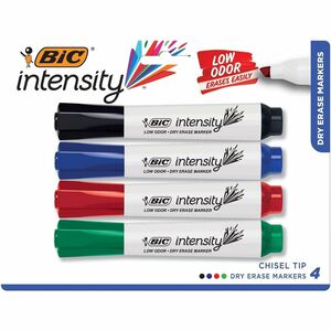 BIC+Intensity+Low+Odor+Dry+Erase+Marker%2C+Tank%2C+Assorted+-+Chisel+Marker+Point+-+Assorted+Ink+-+4+%2F+Set