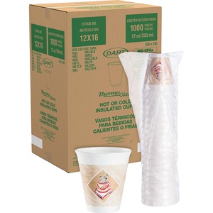 Dart Cafe G Design Foam Cups - 20 / Pack - 12 fl oz - 20 / Carton - Brown, Red - Foam - Cold Drink, Hot Drink