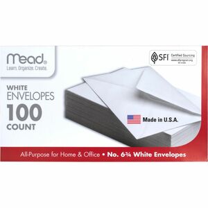 Mead+Plain+White+Envelopes+-+Business+-+%236+3%2F4+-+3+5%2F8%26quot%3B+Width+x+6+1%2F2%26quot%3B+Length+-+Gummed+-+100+%2F+Box+-+White