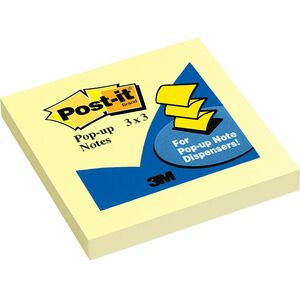 Post-it%C2%AE+Pop-up+Notes+-+100+-+3%26quot%3B+x+3%26quot%3B+-+Square+-+100+Sheets+per+Pad+-+Unruled+-+Canary+Yellow+-+Paper+-+Self-adhesive%2C+Repositionable+-+1+%2F+Pad
