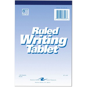 Roaring+Spring+Ruled+Writing+Tablets+-+100+Sheets+-+Glued%2FTapebound+-+15+lb+Basis+Weight+-+6%26quot%3B+x+9%26quot%3B+-+White+Paper+-+WhiteChipboard+Cover+-+Chipboard+Backing+-+1+Each