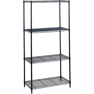 Safco+Industrial+Wire+Shelving+-+48%26quot%3B+x+18%26quot%3B+x+72%26quot%3B+-+4+x+Shelf%28ves%29+-+1250+lb+Load+Capacity+-+Leveling+Glide%2C+Dust+Proof%2C+Adjustable+Leveler%2C+Adjustable+Feet+-+Black+-+Powder+Coated+-+Steel+-+Assembly+Required