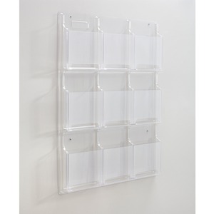 Safco+9-Pocket+Magazine%2FLiterature+Display+Rack+-+9+Pocket%28s%29+-+36.88%26quot%3B+Height+x+30%26quot%3B+Width+x+2%26quot%3B+Depth+-+Break+Resistant+-+Clear+-+Plastic+-+1+Each