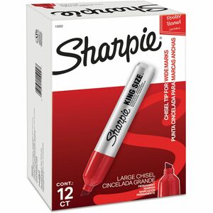 Sharpie+King+Size+Permanent+Marker+-+Chisel+Marker+Point+-+Red+Ink+-+Silver+Plastic+Barrel+-+1+Dozen